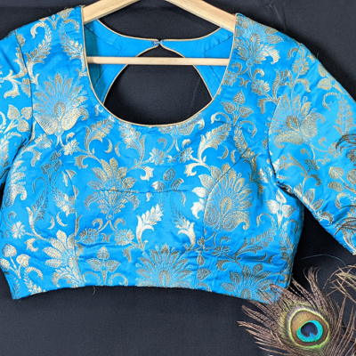 Firozi Banarasi Silk Saree Blouse