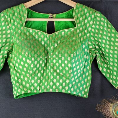 Green Banarasi Silk Saree Blouse