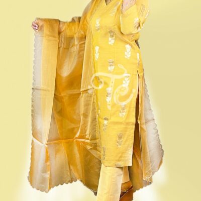 Handloom banarasi chanderi silk ladies suit