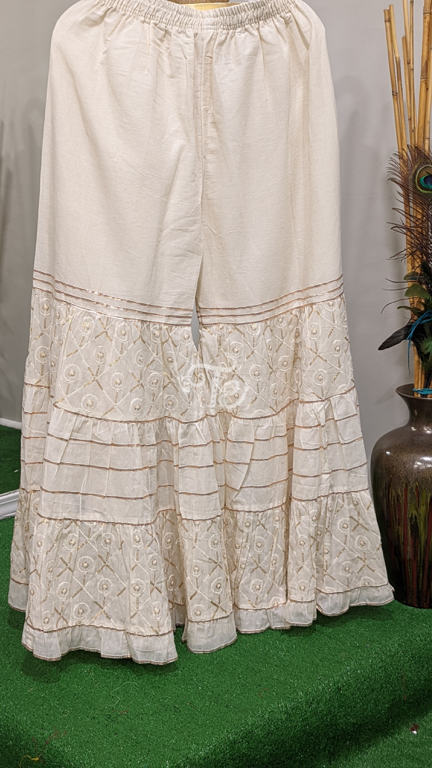 Off- White Gota Patti Cotton Palazzo Pants