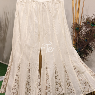 Off-White flared(Kalidar) Sharara with Gota Patti Work