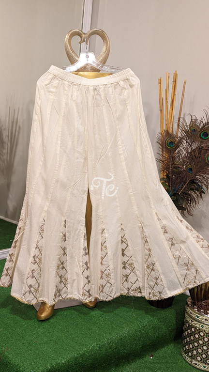 Off-White flared(Kalidar) Sharara with Gota Patti Work