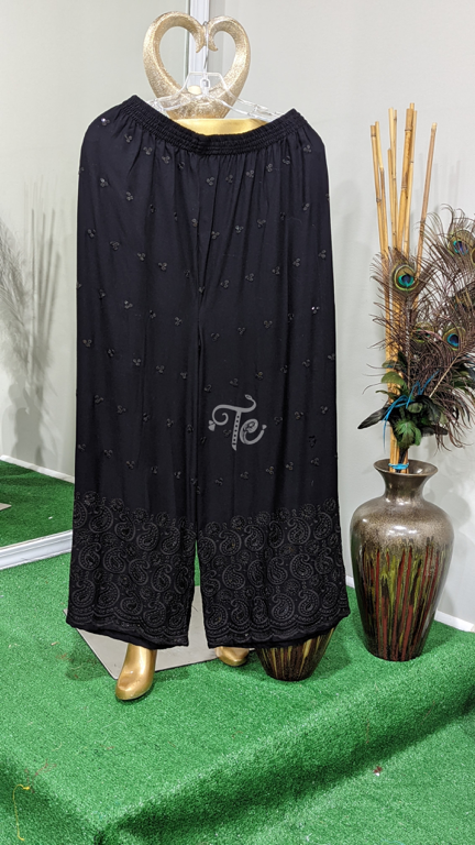 Buy Mominos Fashion Reyon Cotton Black Embroidery Chikan Palazzo Online at  Best Price | Distacart