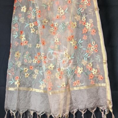 Organza Resham Embroidered Banarasi Dupatta/Stole